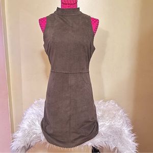 Army Green 60’s Retro Mod Suede Stretchy Dress
